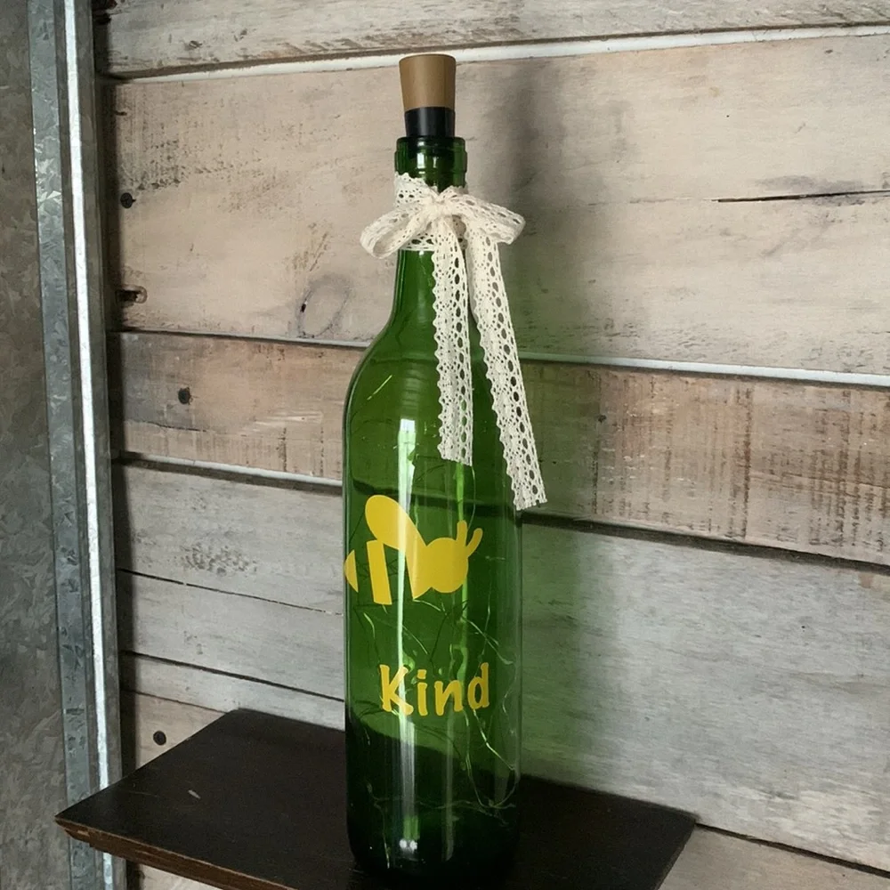‘🐝 Kind’ logo wine bottle lantern